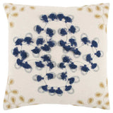 Ivory Navy Embroidered Tassel Throw Pillow - Homeroots - Flyclothing LLC