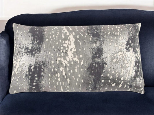 14" X 26" Gray Cotton Throw Pillow - Homeroots