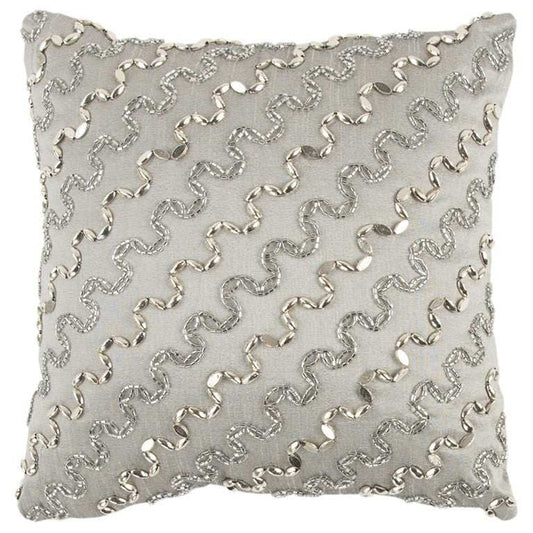 Lux Silver and Gold Beaded Chevron Throw Pillow - Homeroots - Flyclothing LLC