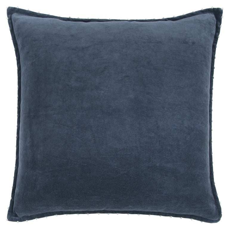 Indigo Solid Pearl Beaded Edge Throw Pillow - Homeroots - Flyclothing LLC