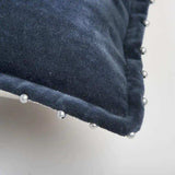 Indigo Solid Pearl Beaded Edge Throw Pillow - Homeroots - Flyclothing LLC