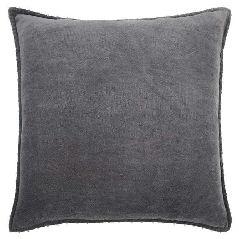 Dark Gray Solid Pearl Beaded Edge Throw Pillow - Homeroots - Flyclothing LLC