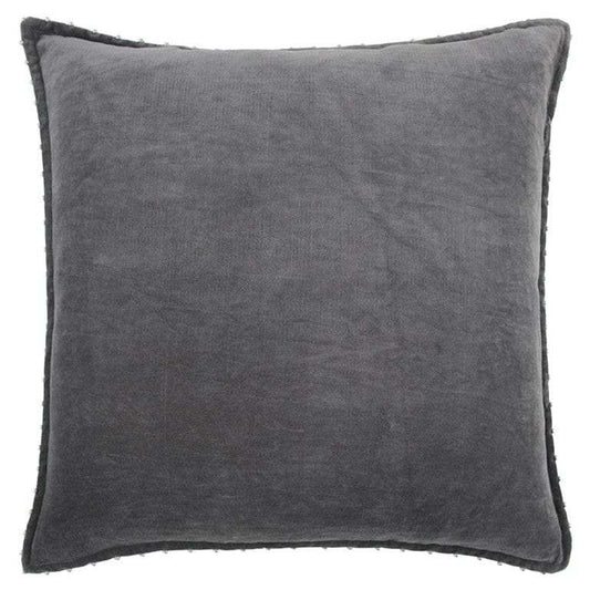 Dark Gray Solid Pearl Beaded Edge Throw Pillow - Homeroots - Flyclothing LLC
