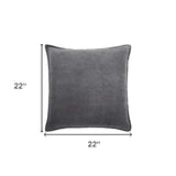 Dark Gray Solid Pearl Beaded Edge Throw Pillow - Homeroots - Flyclothing LLC