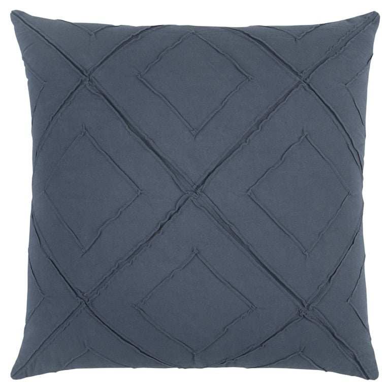 Indigo Pin Tuck Diamond Pattern Throw Pillow - Homeroots - Flyclothing LLC