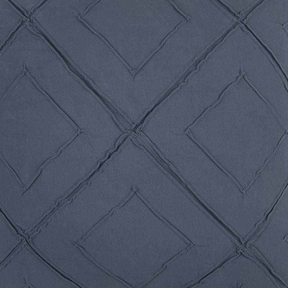 Indigo Pin Tuck Diamond Pattern Throw Pillow - Homeroots - Flyclothing LLC