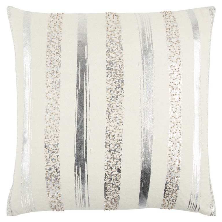 Silver and Gold Glam Stripe Beaded Throw Pillow - Homeroots - Flyclothing LLC