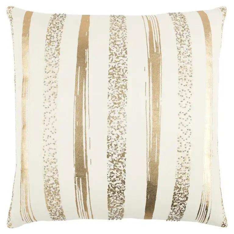 Gold Glam Stripe Beaded Throw Pillow - Homeroots - Flyclothing LLC