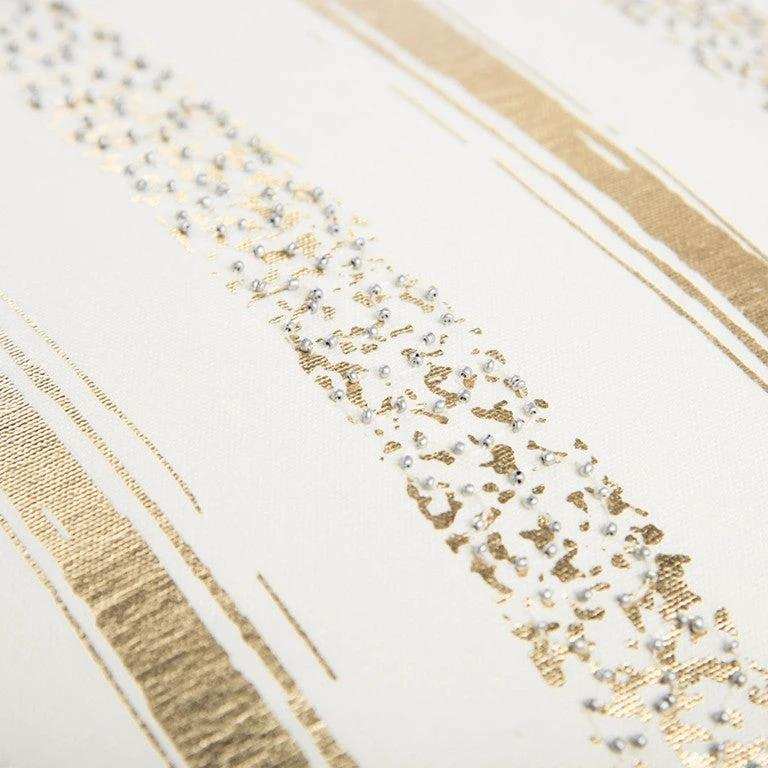 Gold Glam Stripe Beaded Throw Pillow - Homeroots - Flyclothing LLC