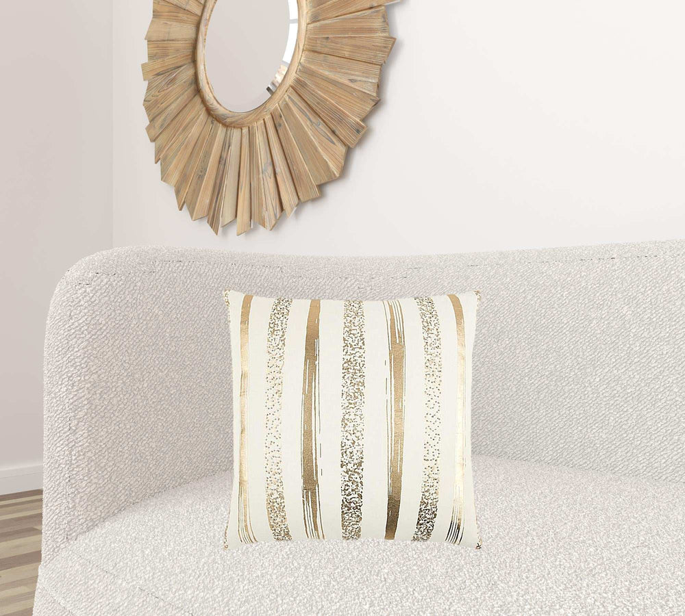 Gold Glam Stripe Beaded Throw Pillow - Homeroots - Flyclothing LLC