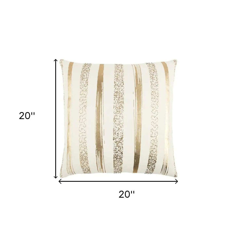 Gold Glam Stripe Beaded Throw Pillow - Homeroots - Flyclothing LLC