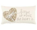 11" X 21" Ivory Home is Where the Heart Is Throw Pillow With Embroidery - Homeroots - Flyclothing LLC