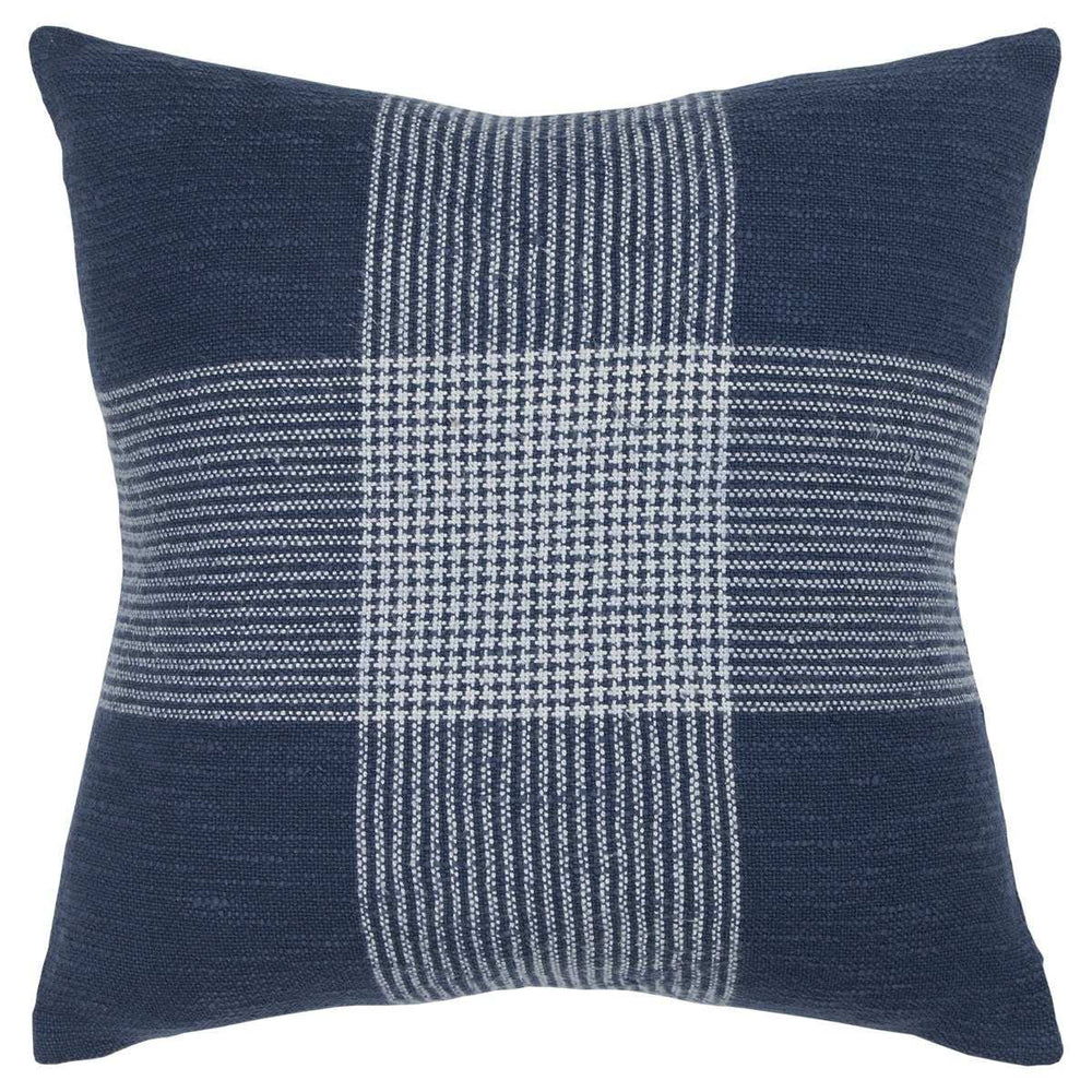 Indigo White Plaid Pattern Throw Pillow - Homeroots - Flyclothing LLC