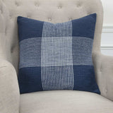 Indigo White Plaid Pattern Throw Pillow - Homeroots - Flyclothing LLC