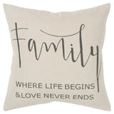 Gray Cream Canvas Family Love Throw Pillow - Homeroots - Flyclothing LLC