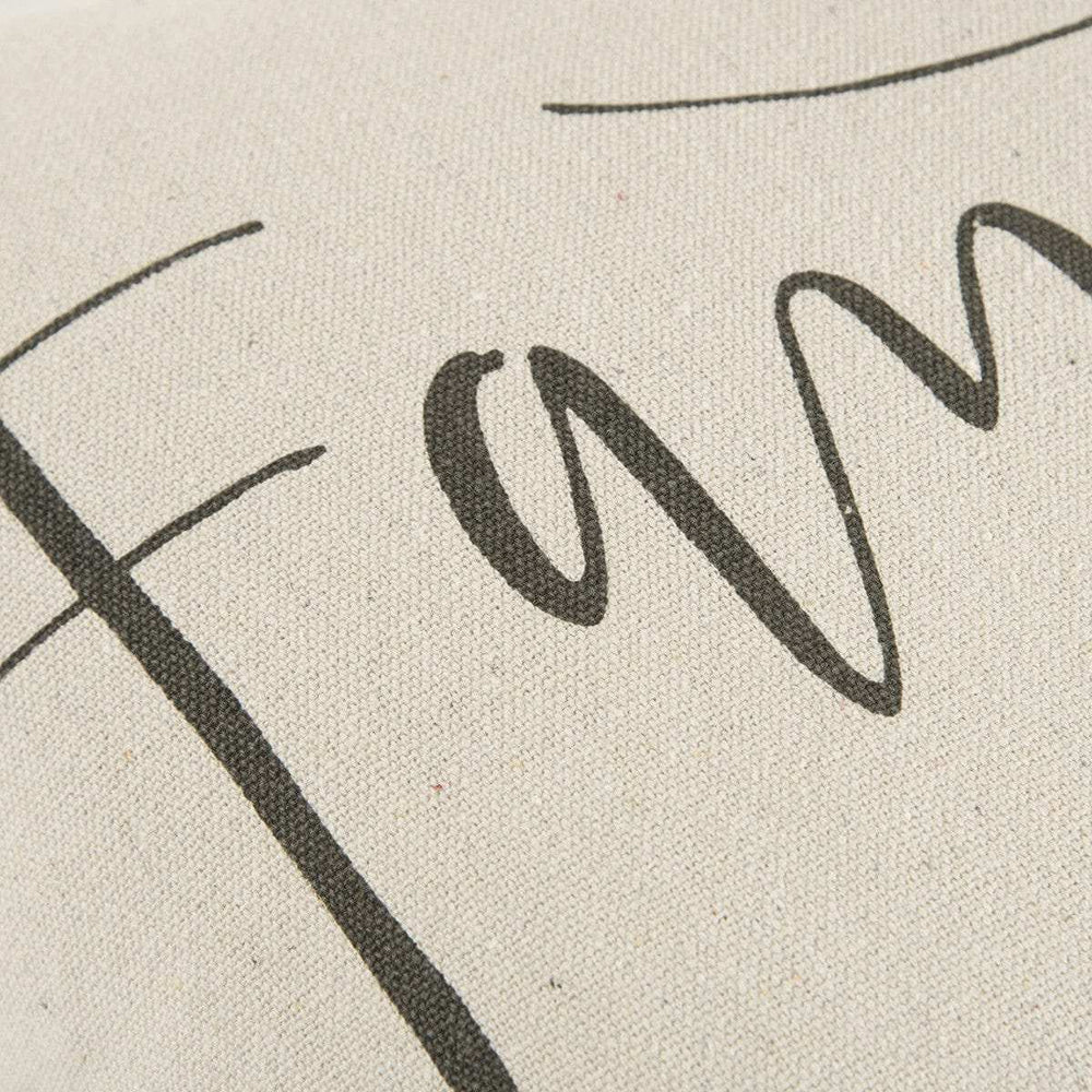 Gray Cream Canvas Family Love Throw Pillow - Homeroots - Flyclothing LLC