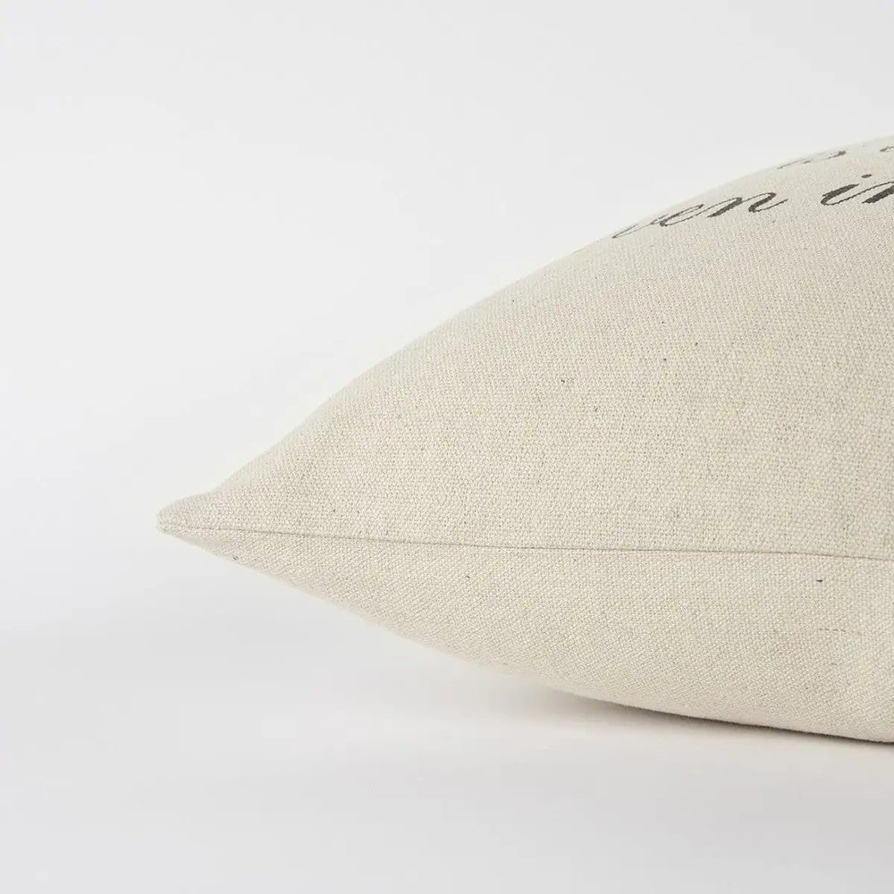 20" Natural and Gray Heaven In Our Home Cotton Throw Pillow - Homeroots - Flyclothing LLC