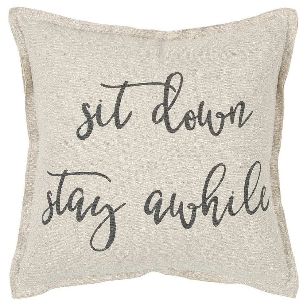 Gray Cream Stay Awhile Decorative Throw Pillow - Homeroots - Flyclothing LLC