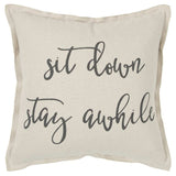 Gray Cream Stay Awhile Decorative Throw Pillow - Homeroots - Flyclothing LLC