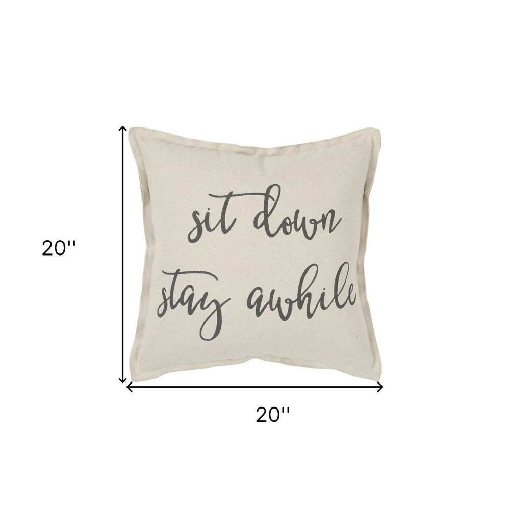 Gray Cream Stay Awhile Decorative Throw Pillow - Homeroots - Flyclothing LLC