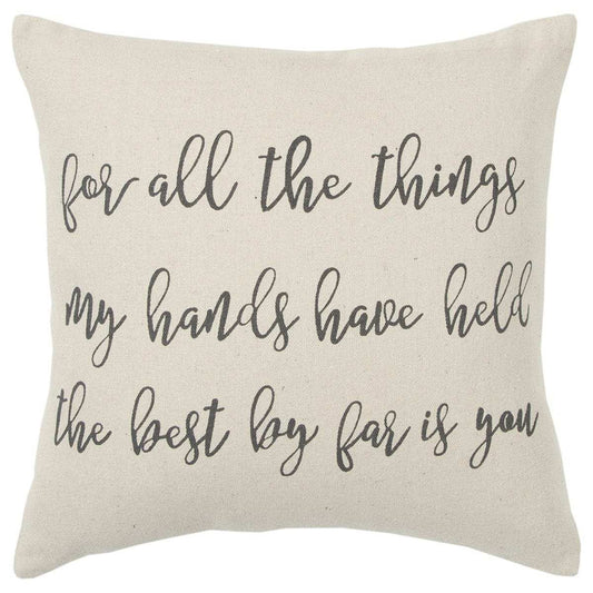 Gray Cream All The Things Throw Pillow - Homeroots - Flyclothing LLC