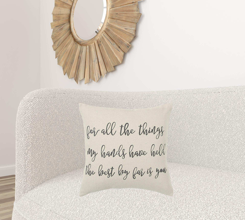 Gray Cream All The Things Throw Pillow - Homeroots - Flyclothing LLC