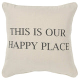 Gray Taupe Canvas Happy Place Throw Pillow - Homeroots - Flyclothing LLC