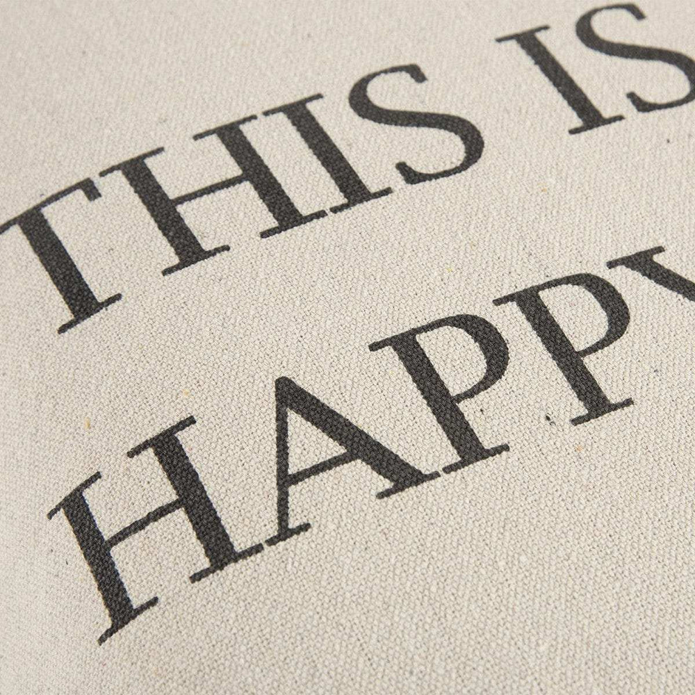 Gray Taupe Canvas Happy Place Throw Pillow - Homeroots - Flyclothing LLC