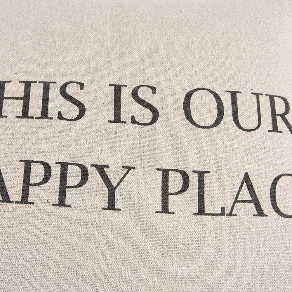 Gray Taupe Canvas Happy Place Throw Pillow - Homeroots - Flyclothing LLC