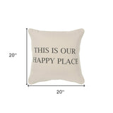 Gray Taupe Canvas Happy Place Throw Pillow - Homeroots - Flyclothing LLC