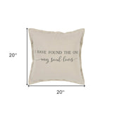 Gray Taupe Canvas Found the One Throw Pillow - Homeroots - Flyclothing LLC