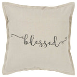 Gray Taupe Canvas Blessed Throw Pillow - Homeroots - Flyclothing LLC