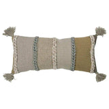 Beige Brown Braided Stripe Lumbar Pillow - Homeroots - Flyclothing LLC