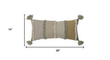 Beige Brown Braided Stripe Lumbar Pillow - Homeroots - Flyclothing LLC