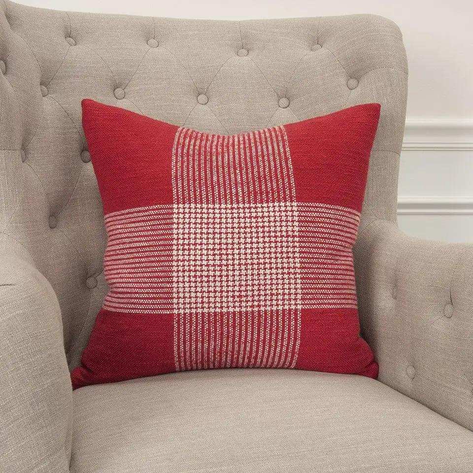 Red White Plaid Pattern Throw Pillow - Homeroots - Flyclothing LLC