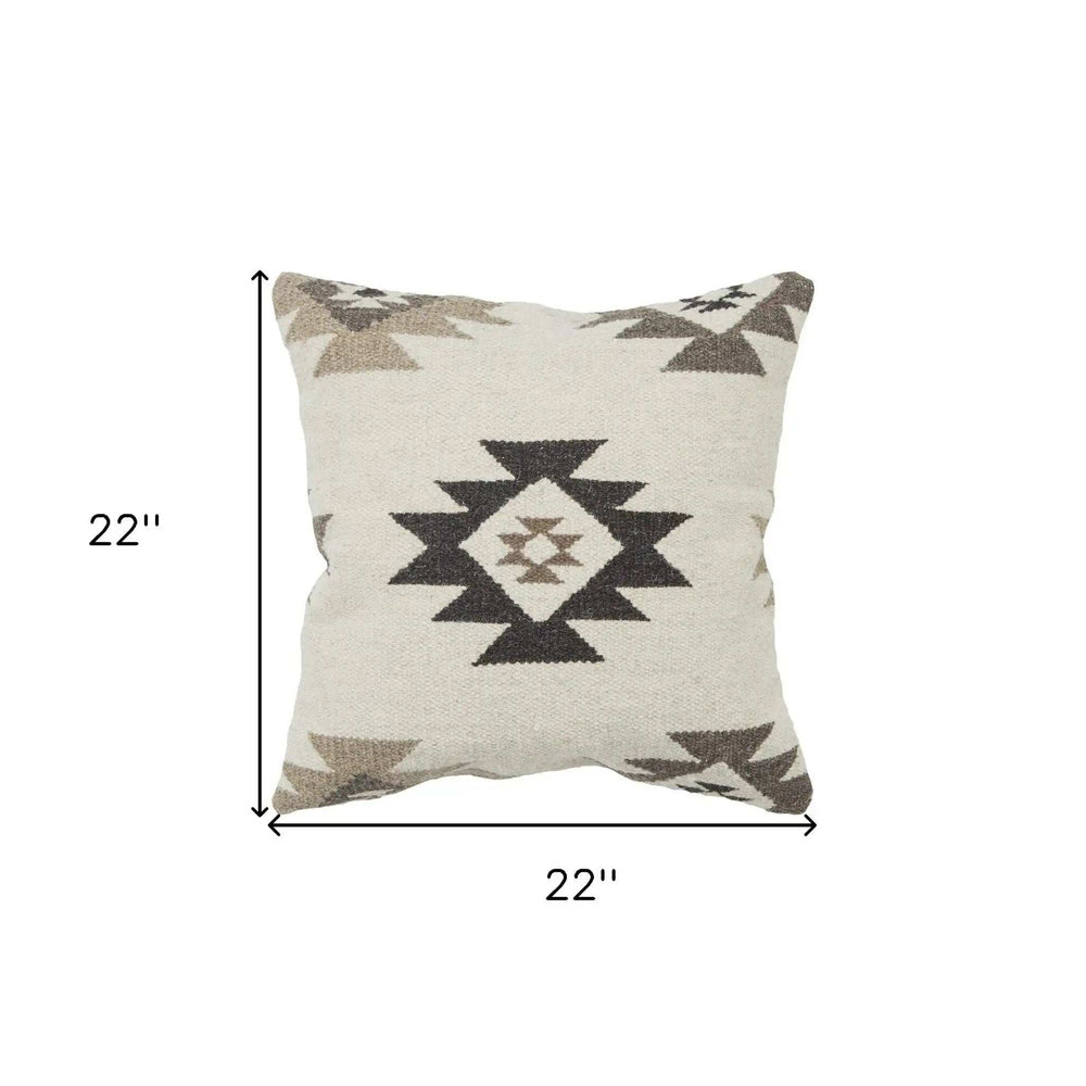 Cream Beige Classic Ikat Pattern Throw Pillow - Homeroots - Flyclothing LLC