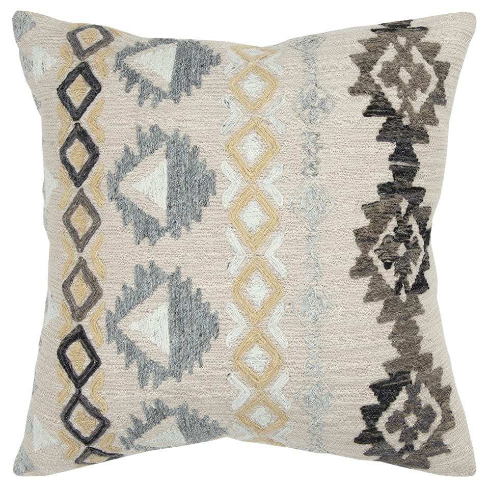 Brown Beige Tribal Embroidered Throw Pillow - Homeroots - Flyclothing LLC