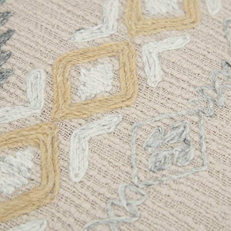 Brown Beige Tribal Embroidered Throw Pillow - Homeroots - Flyclothing LLC