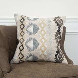 Brown Beige Tribal Embroidered Throw Pillow - Homeroots - Flyclothing LLC