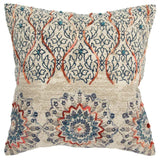 Beige Blue Distressed Floral Pattern Throw Pillow - Homeroots - Flyclothing LLC