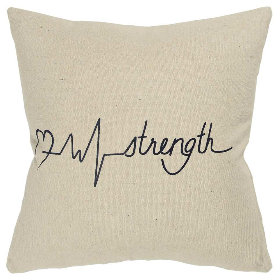 Black Taupe Canvas Strength Throw Pillow - Homeroots - Flyclothing LLC