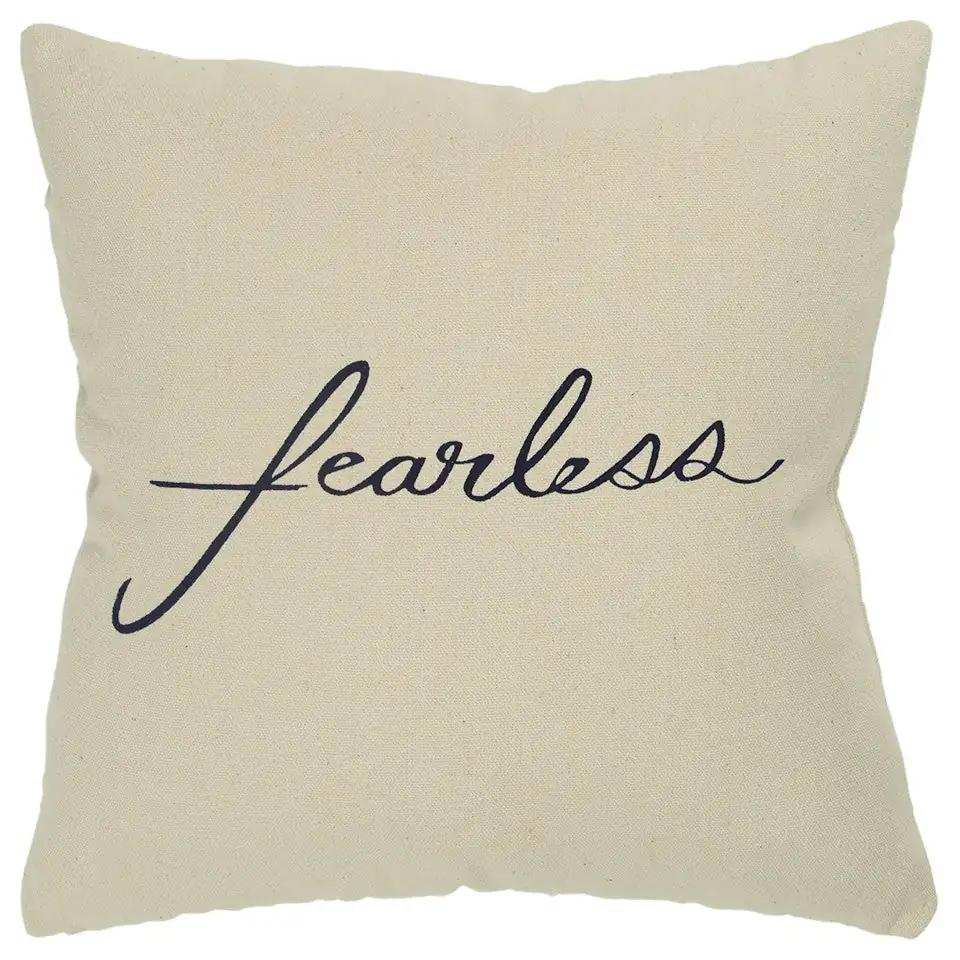 Black Taupe Canvas Fearless Throw Pillow - Homeroots - Flyclothing LLC