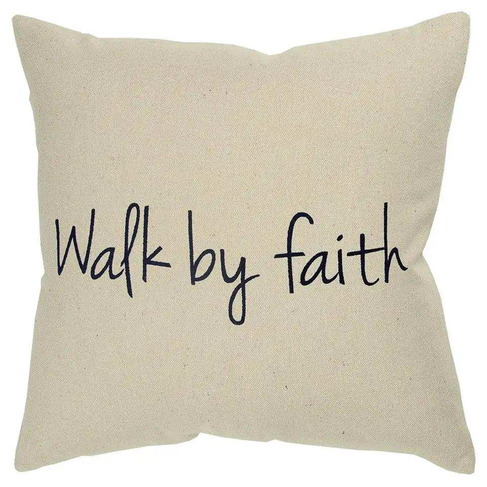 Black Taupe Canvas Walk by Faith Throw Pillow - Homeroots - Flyclothing LLC