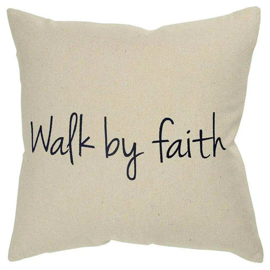 Black Taupe Canvas Walk by Faith Throw Pillow - Homeroots - Flyclothing LLC