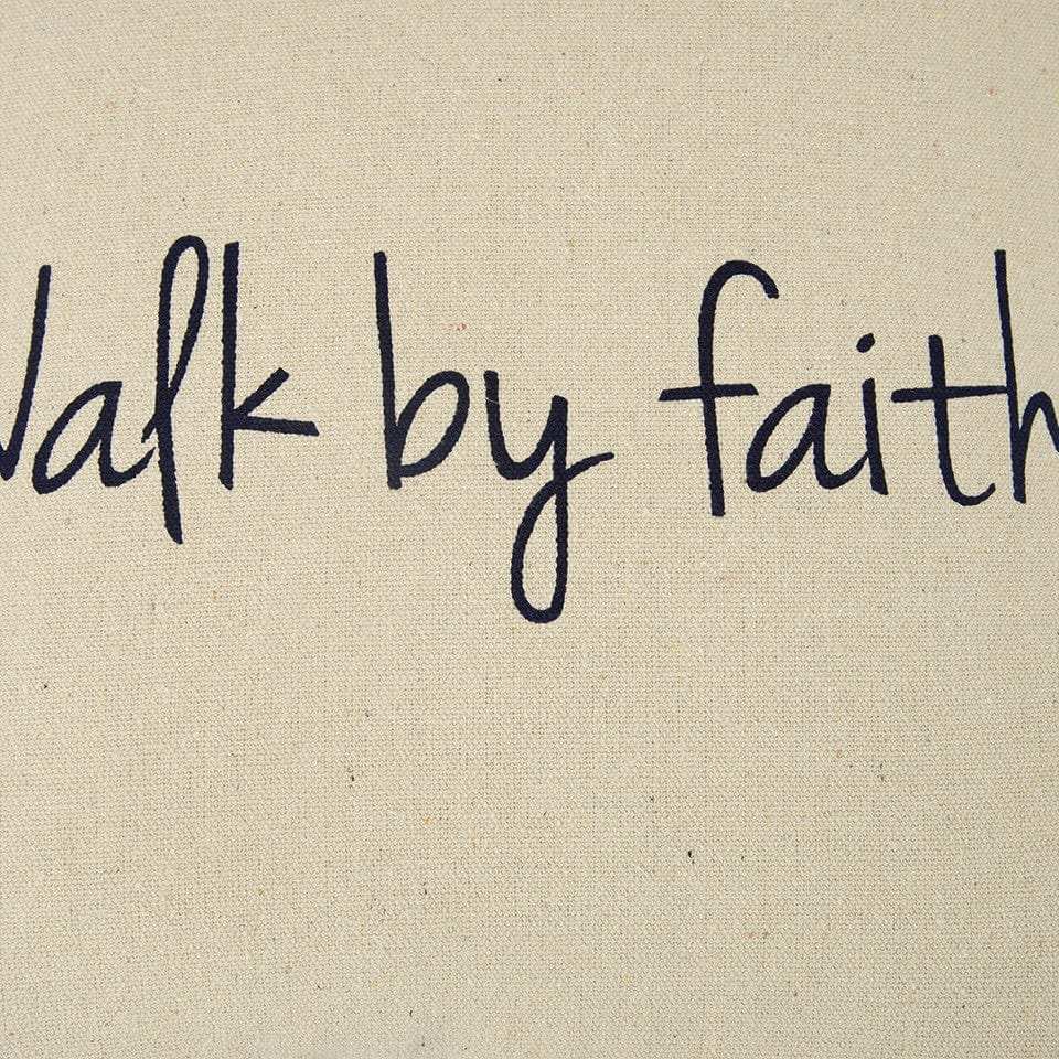 Black Taupe Canvas Walk by Faith Throw Pillow - Homeroots - Flyclothing LLC