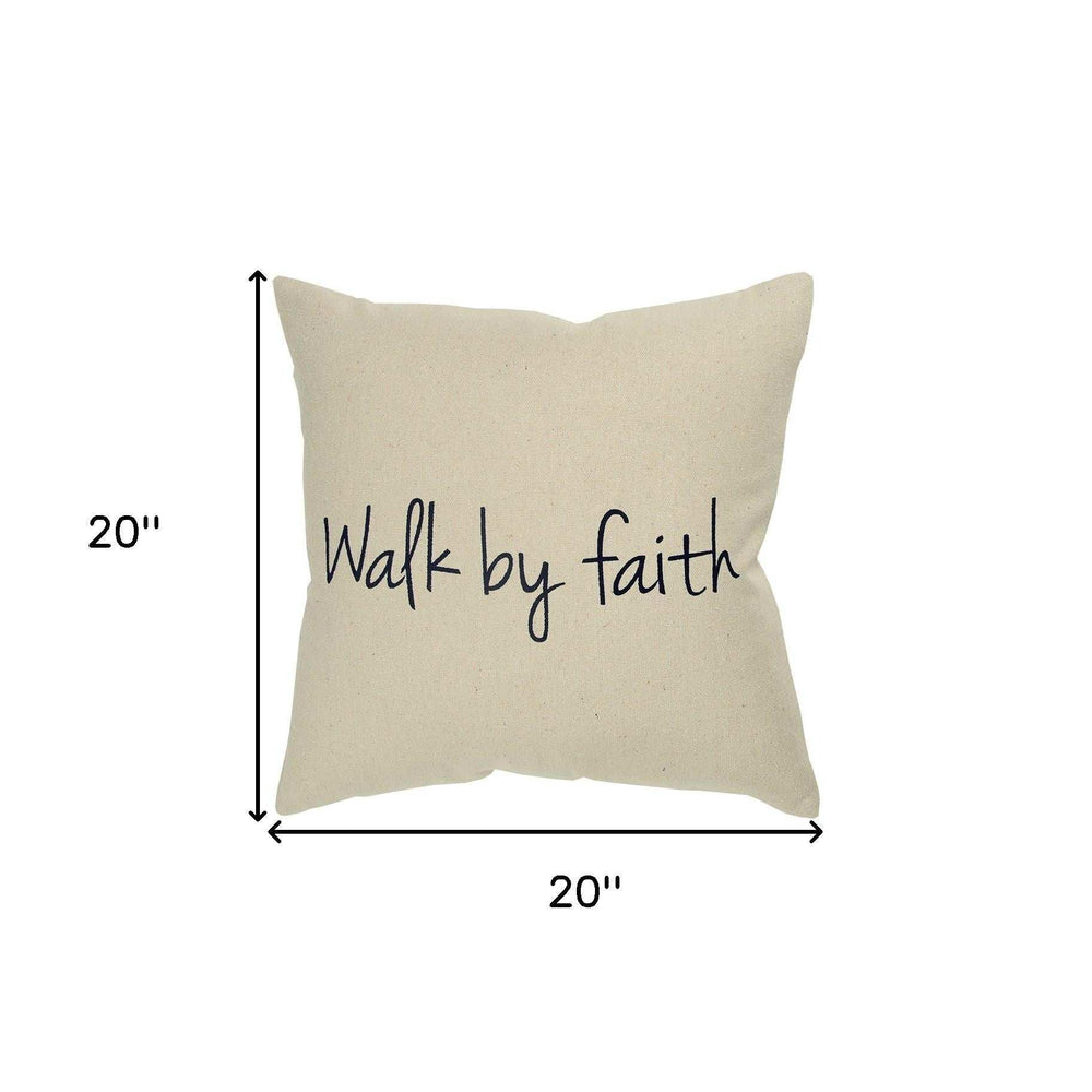 Black Taupe Canvas Walk by Faith Throw Pillow - Homeroots - Flyclothing LLC