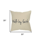 Black Taupe Canvas Walk by Faith Throw Pillow - Homeroots - Flyclothing LLC