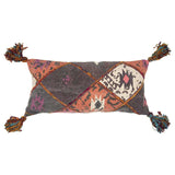 Peach Gray Tribal Corner Tasseled Lumbar Pillow - Homeroots - Flyclothing LLC