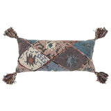 Teal Tan Tribal Corner Tasseled Lumbar Pillow - Homeroots - Flyclothing LLC