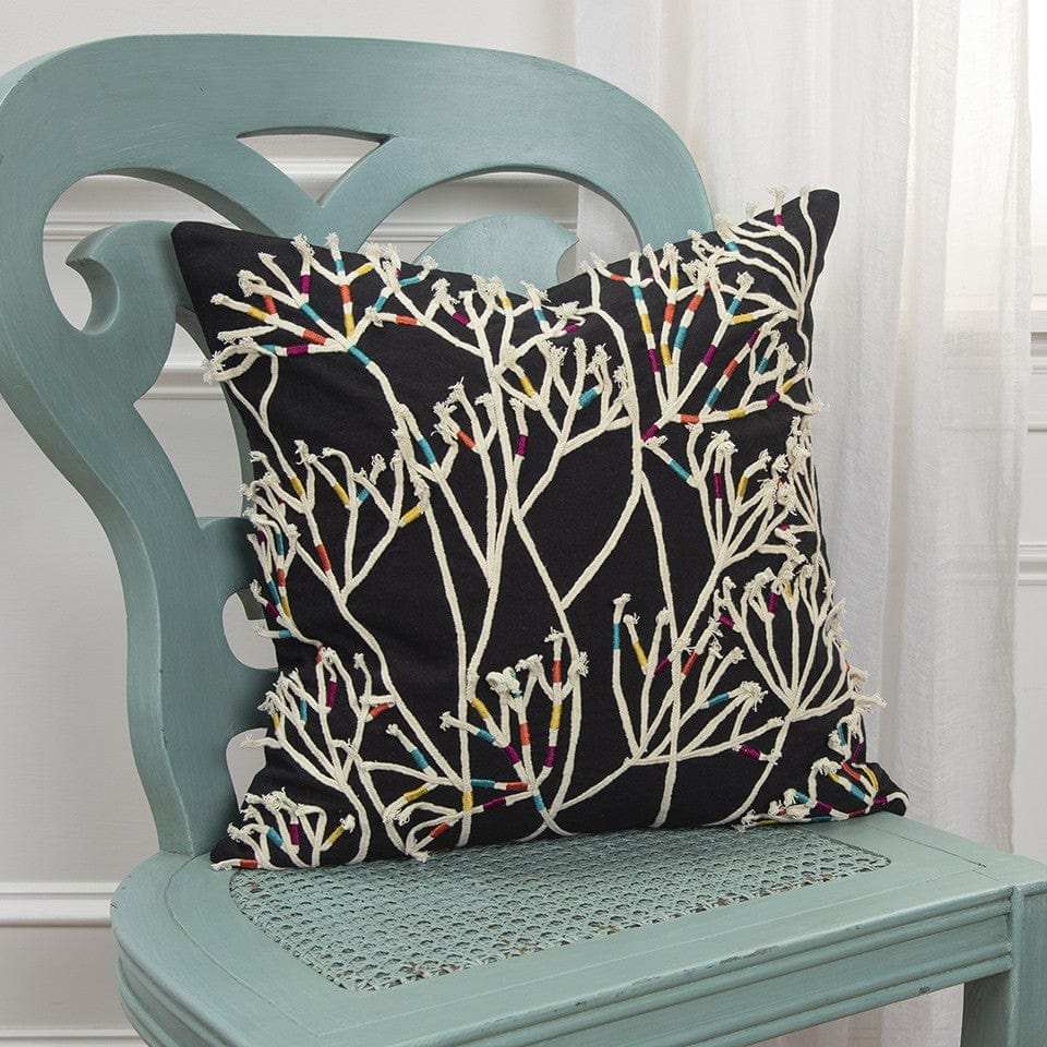 Black Cream Impressionistic Branch Throw Pillow - Homeroots - Flyclothing LLC